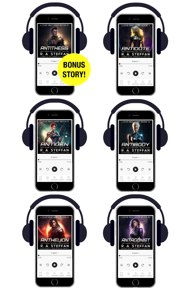 Love and War audiobook bundle covers, sci-fi romance series