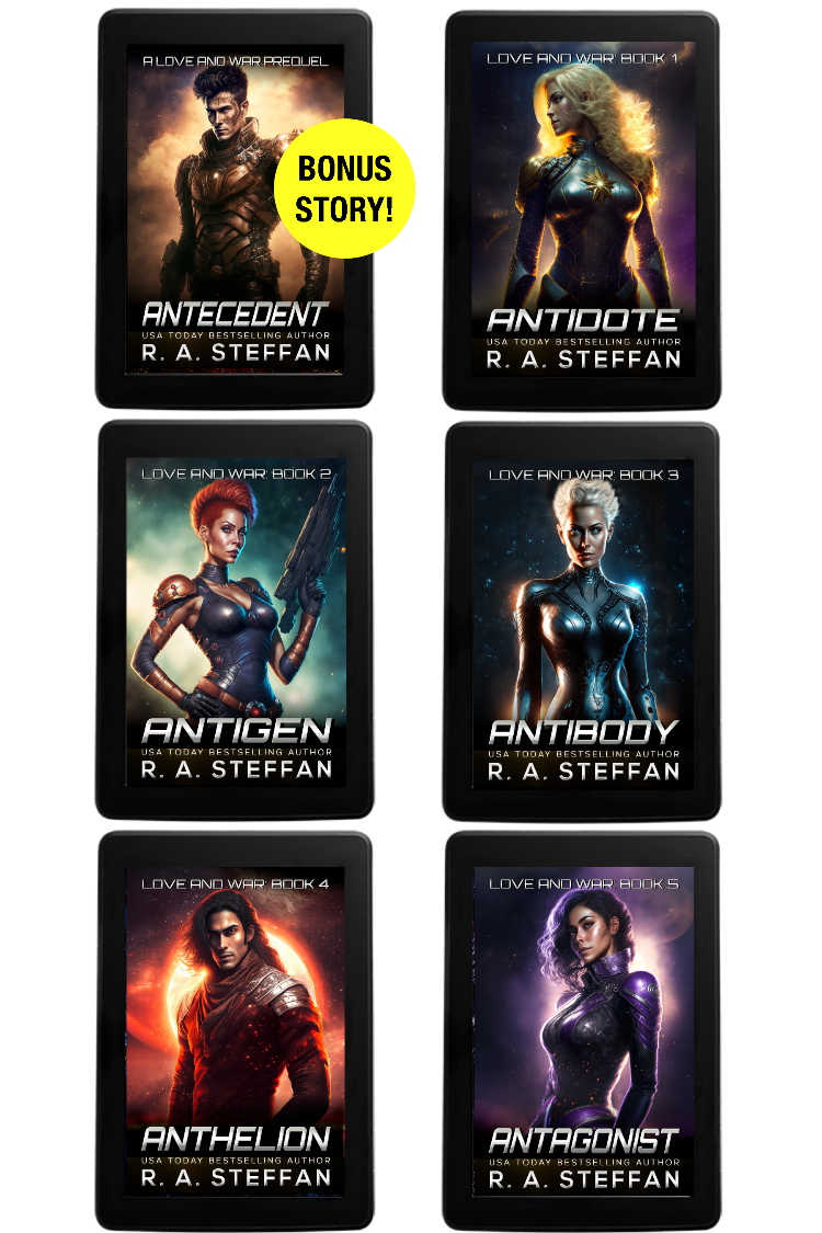 Love and War e-book bundle covers, sci-fi romance series