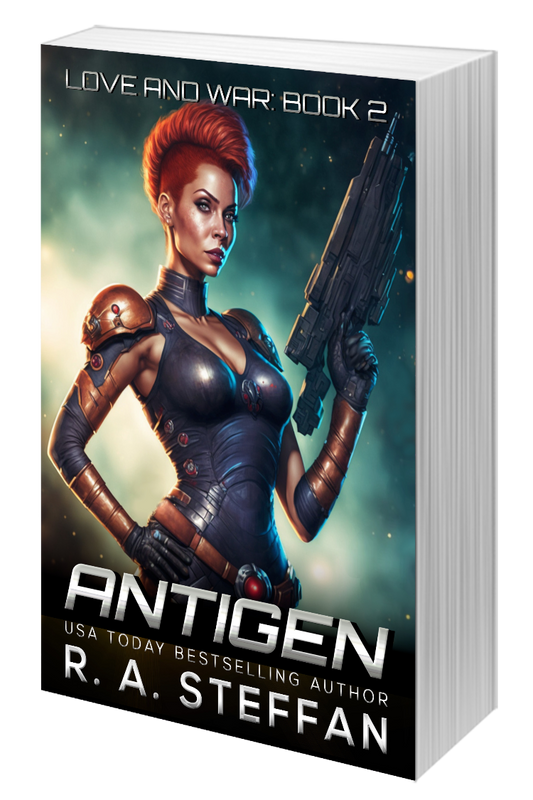 antigen love and war paperback cover, sci-fi romance book