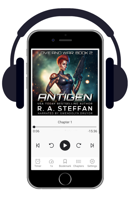 Antigen audiobook cover, sci-fi romance book