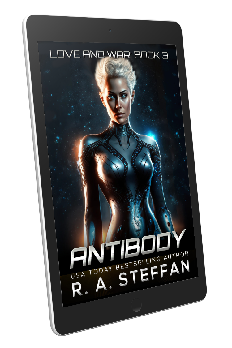 Antibody Love and War e-book cover, sci-fi romance book