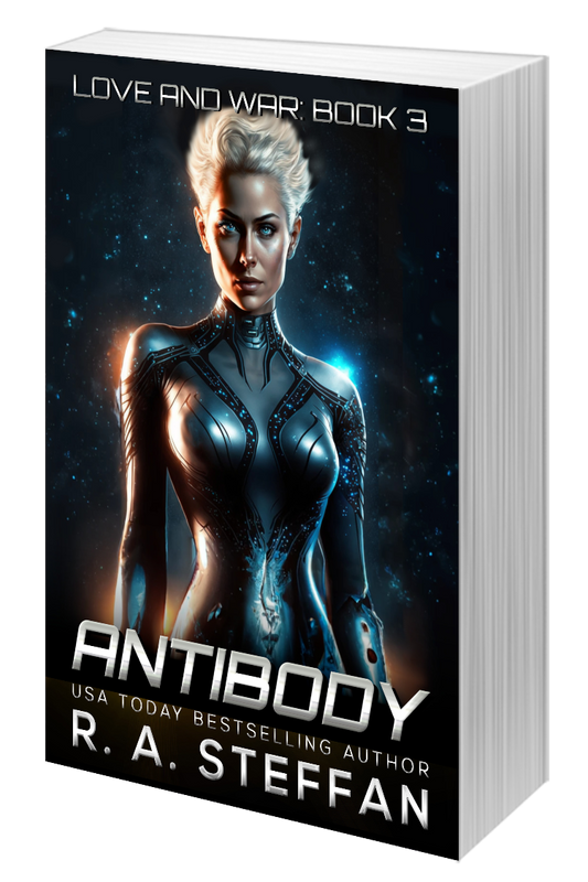 Antibody Love and War paperback cover, sci-fi romance book