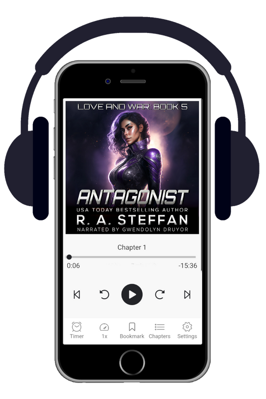antagonist audiobook cover, sci-fi romance book