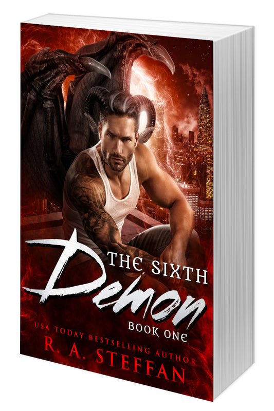 The Sixth Demon Book One cover, paranormal romance paperback